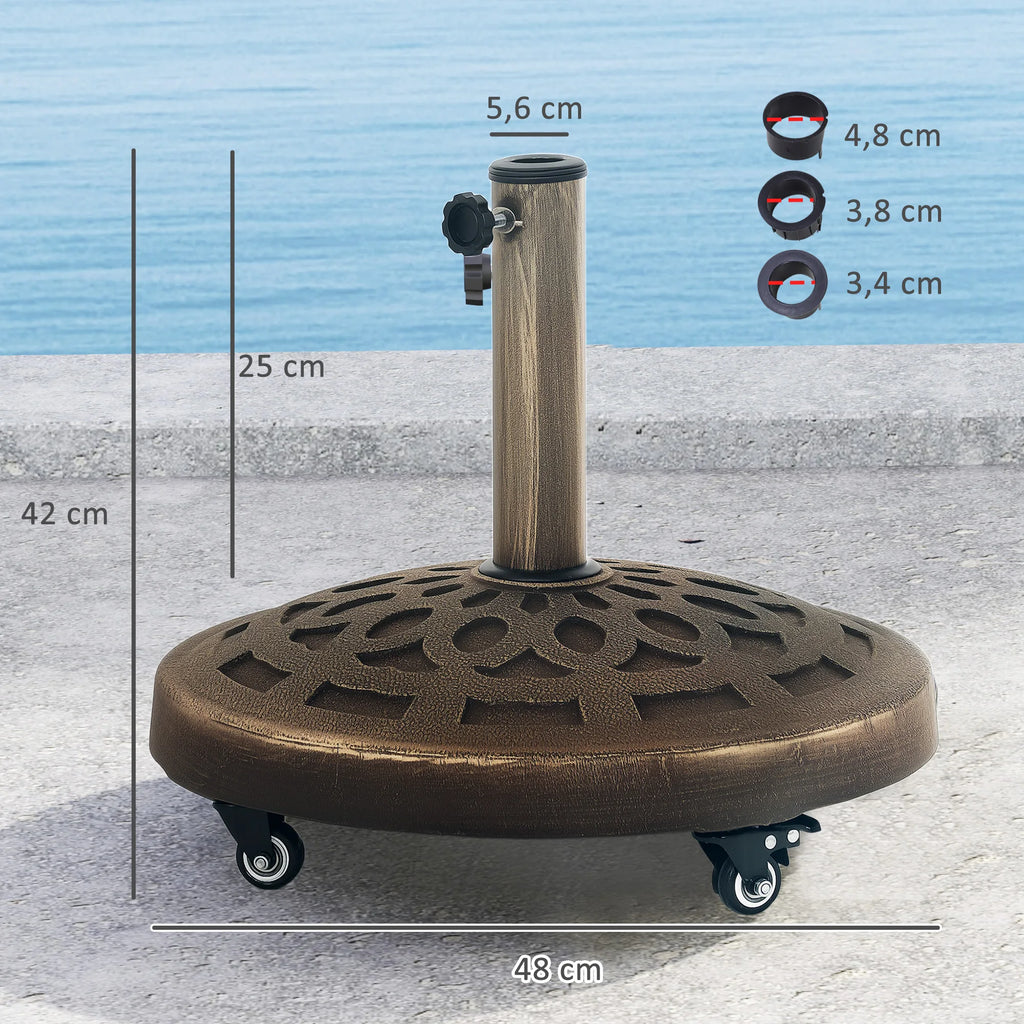 Betonnen Parasolvoet met Wielen – Ronde Parasolstandaard voor 34/38/48 mm Parasolstokken - 
Gratis verzending in Nederland