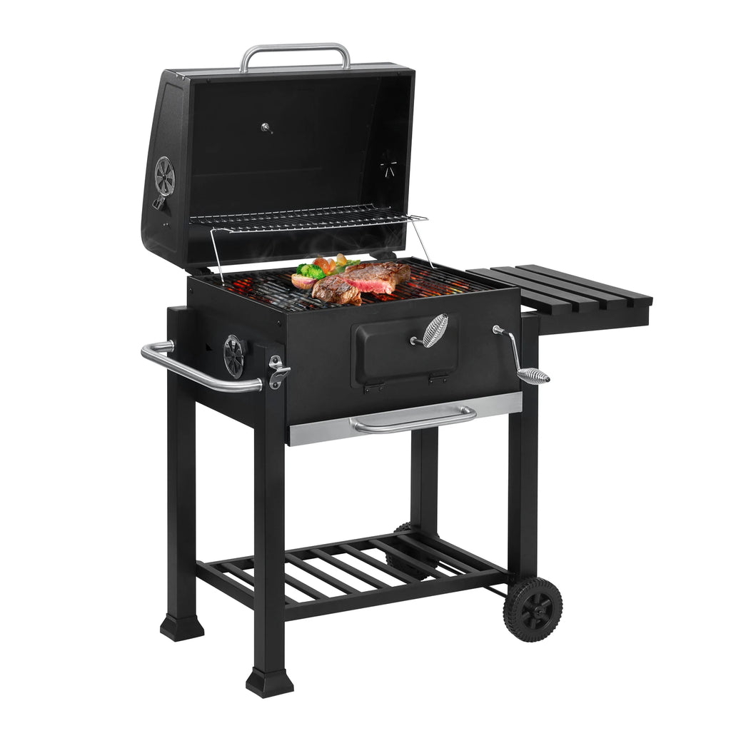 Houtskool BBQ Grill – Verstelbare Hoogte met Wielen (113 × 45,5 × 100 cm) Barbecue Grill for Garden Camping Picnic - 
Gratis verzending in Nederland