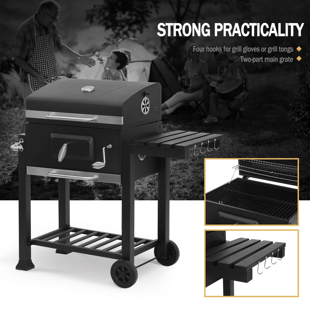 Houtskool BBQ Grill – Verstelbare Hoogte met Wielen (113 × 45,5 × 100 cm) Barbecue Grill for Garden Camping Picnic - 
Gratis verzending in Nederland