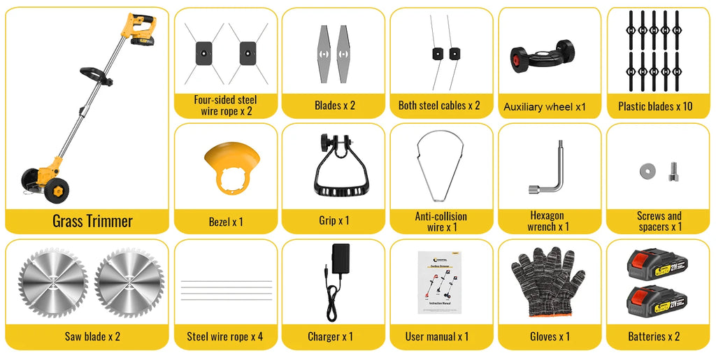 CONENTOOL 21V Accu Grastrimmer met Wielen - 
Gratis verzending in Nederland