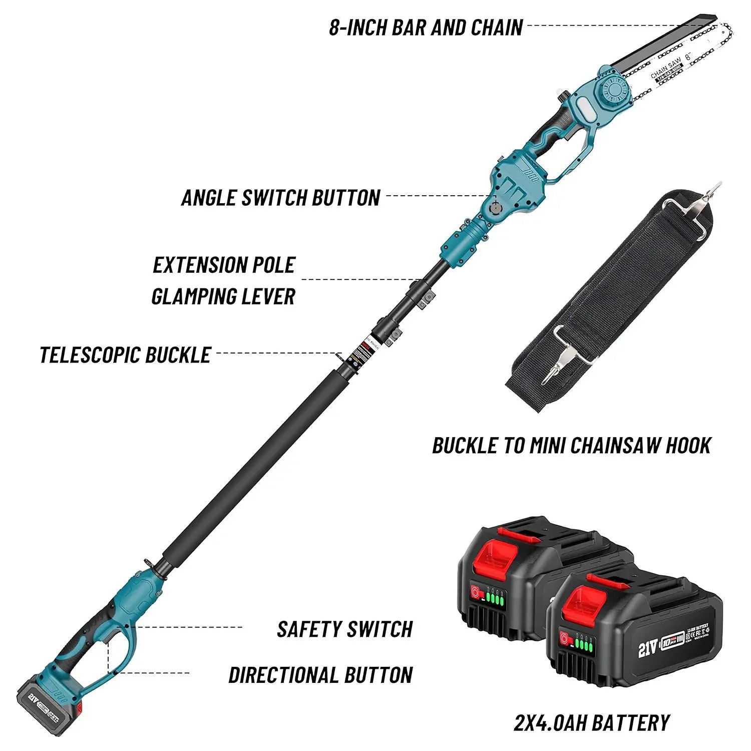 8 inch Accu Takkenschaar / Kettingzaag met Telescopische Steel (2,8 m) –
Gratis verzending in Nederland