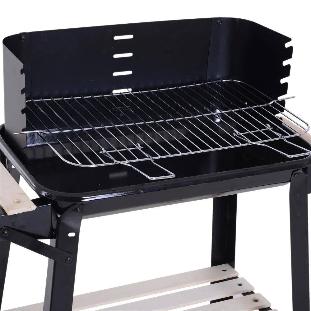 Outsunny Houtskool BBQ Grill – Verstelbare Hoogte met Zijplanken en Wielen (83 × 37 × 87 cm) - 
Gratis verzending in Nederland