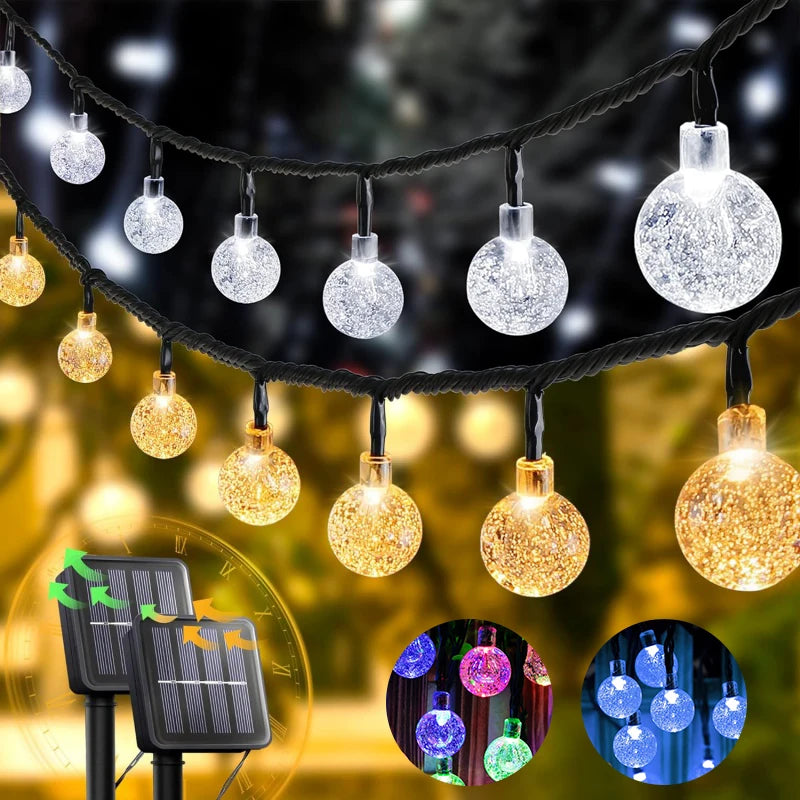 Solar Globe Lichtketting – Waterdichte LED Sfeerverlichting met 8 Modi, 4 Kleuren - 
Gratis verzending in Nederland