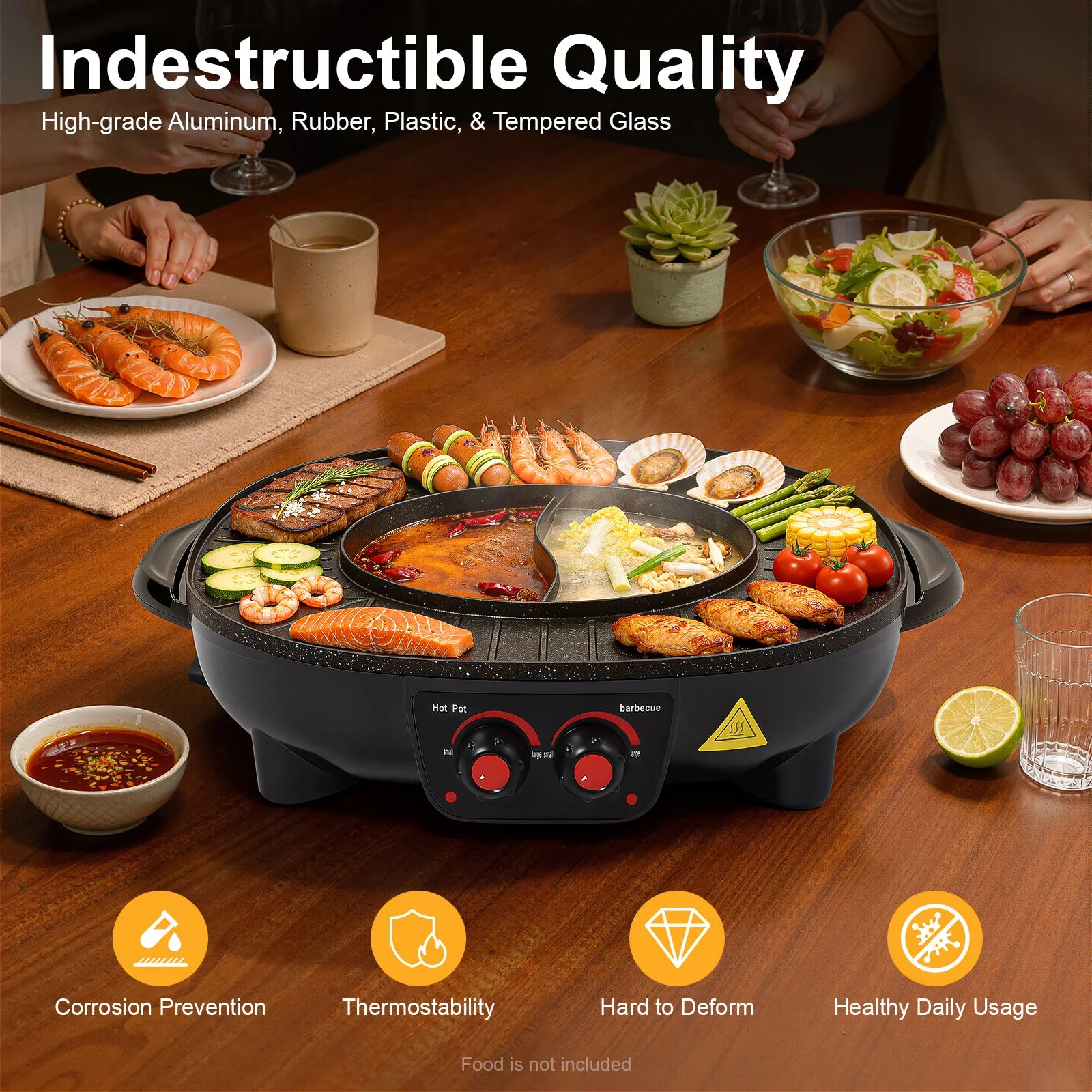 2000W Elektrische 2-in-1 Grill & Hotpot – Antiaanbak BBQ met Onafhankelijke Temperatuurregeling -
Gratis verzending in Nederland