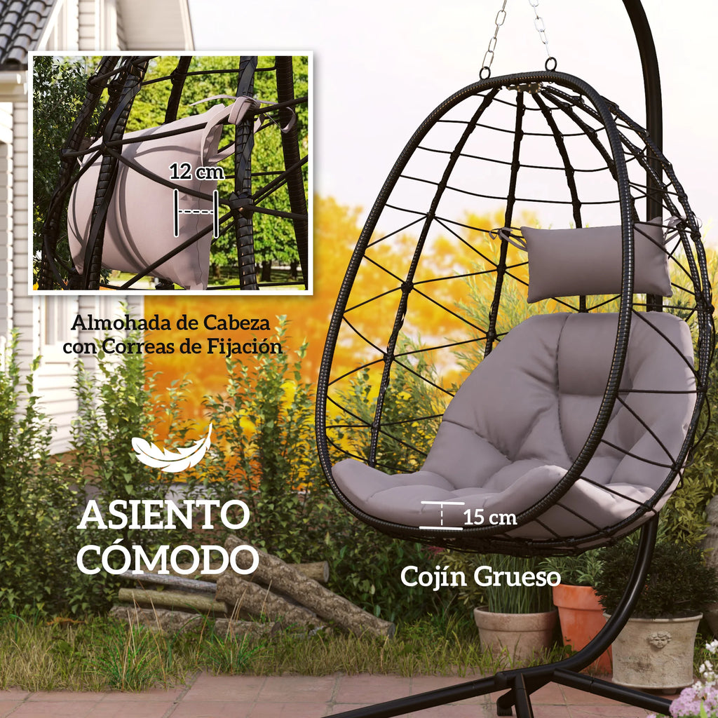 Outsunny Hangende Egg Chair met Standaard - 
Gratis verzending in Nederland