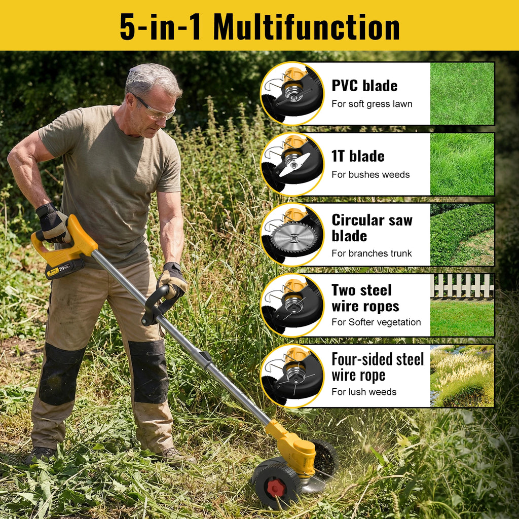 CONENTOOL 21V Accu Grastrimmer met Wielen - 
Gratis verzending in Nederland