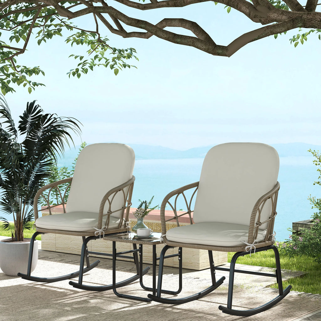 Rattan 2 Stoelen & Tafel met Kussens -
Gratis verzending in Nederland