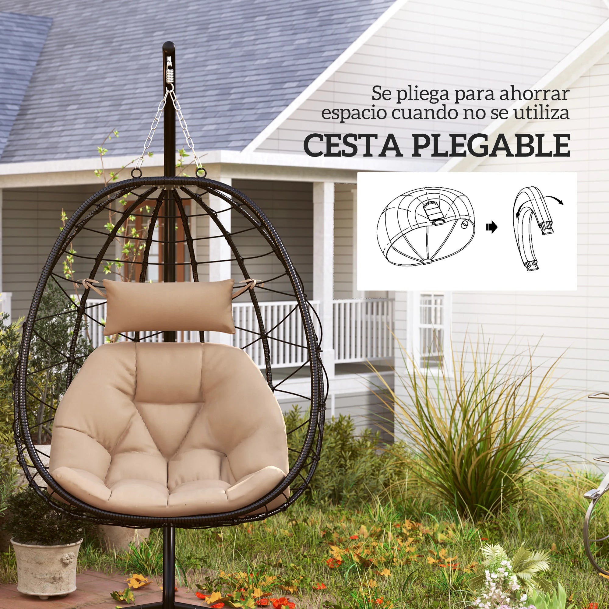 Outsunny Hangende Egg Chair met Standaard - 
Gratis verzending in Nederland