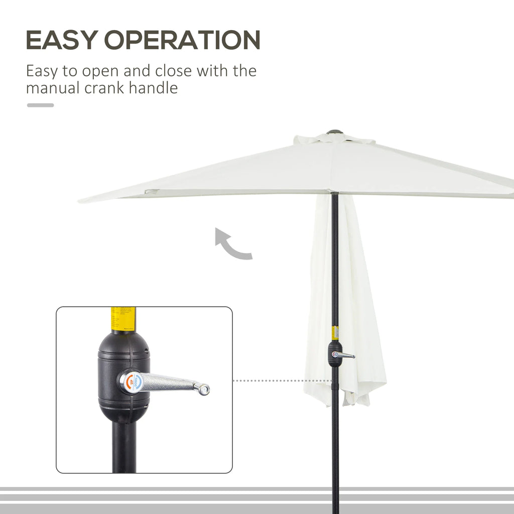 Halfronde Tuinparasol met Zwengel – Buiten Parasol 269 × 138 × 236 cm