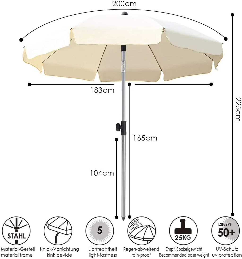 Ronde Parasol 200 cm – Buitenparasol voor Tuin, Balkon en Terras - 
Gratis verzending in Nederland