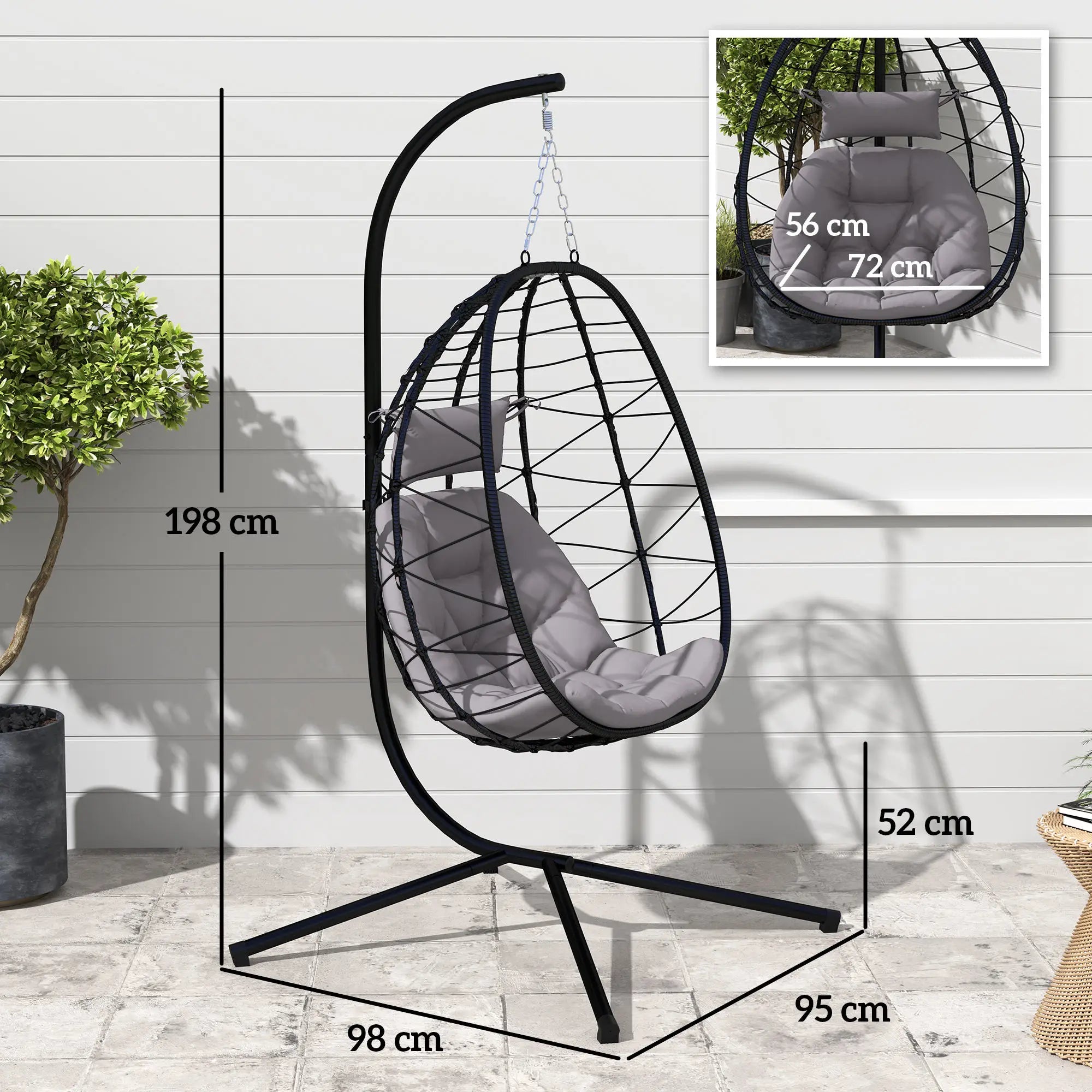 Outsunny Hangende Egg Chair met Standaard - 
Gratis verzending in Nederland