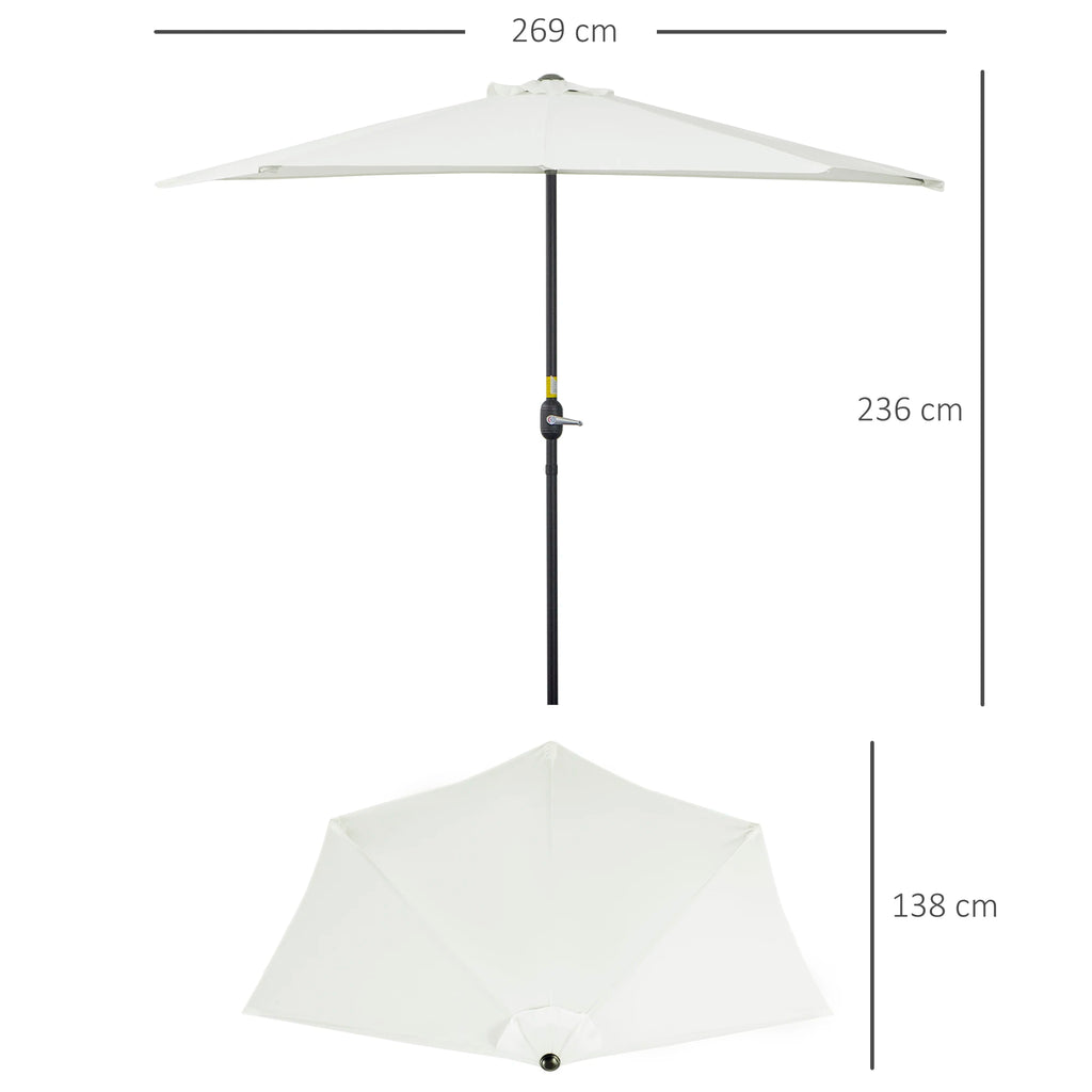 Halfronde Tuinparasol met Zwengel – Buiten Parasol 269 × 138 × 236 cm