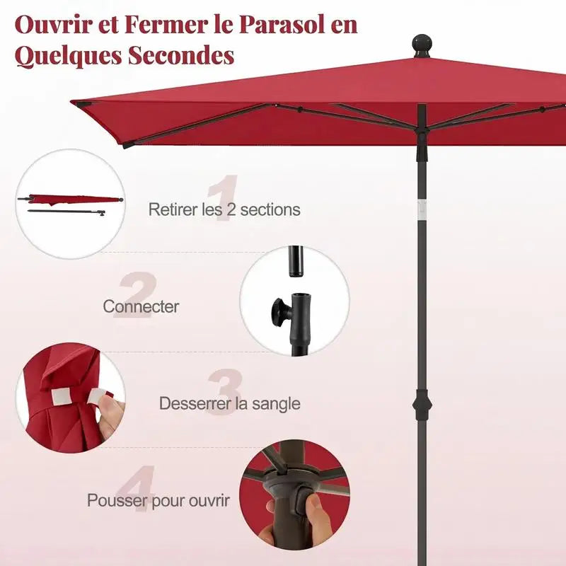 Rechthoekige Patio Parasol – 213 × 140 cm Zonwering voor Balkon en Terras - 
Gratis verzending in Nederland