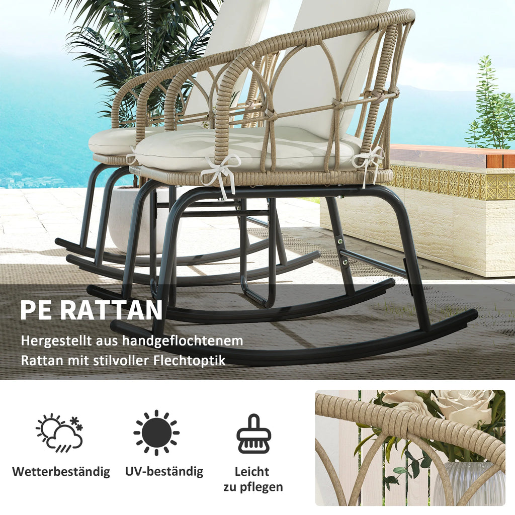 Rattan 2 Stoelen & Tafel met Kussens -
Gratis verzending in Nederland