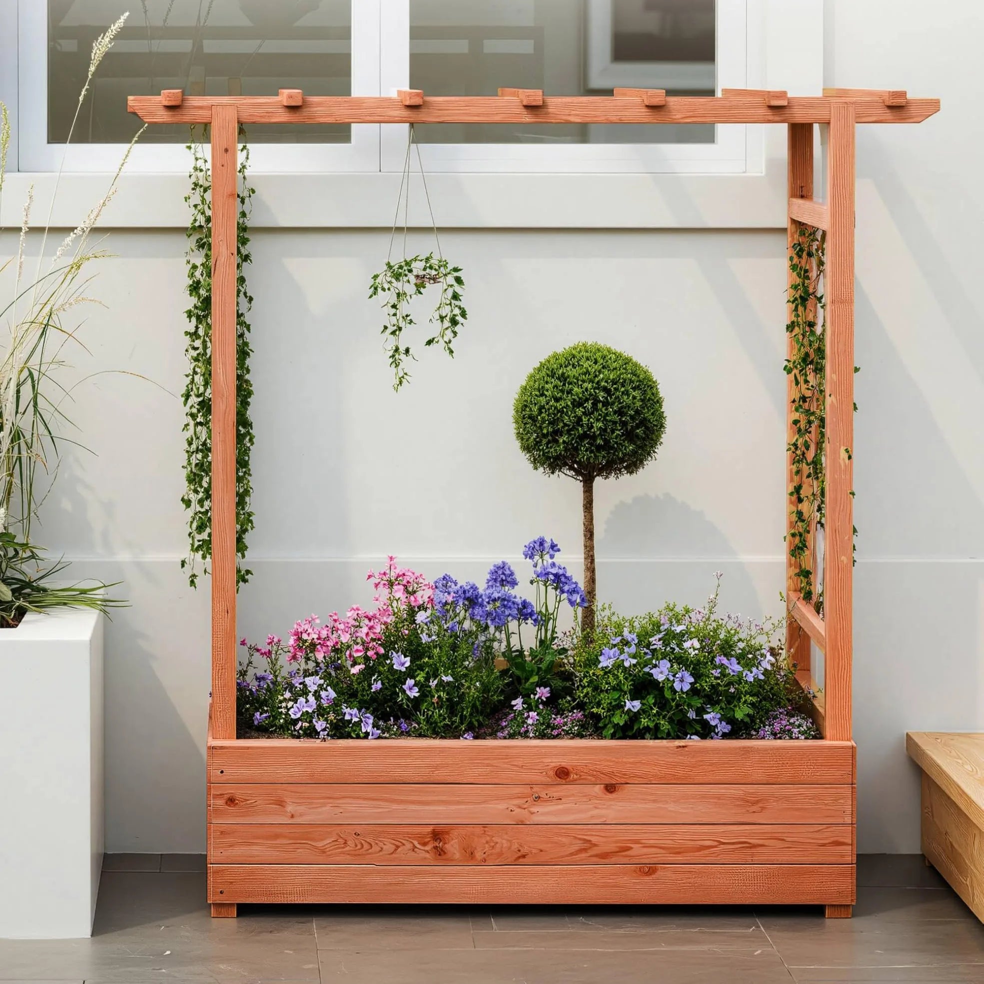 Houten Verhoogde Plantenbak met Klimrek