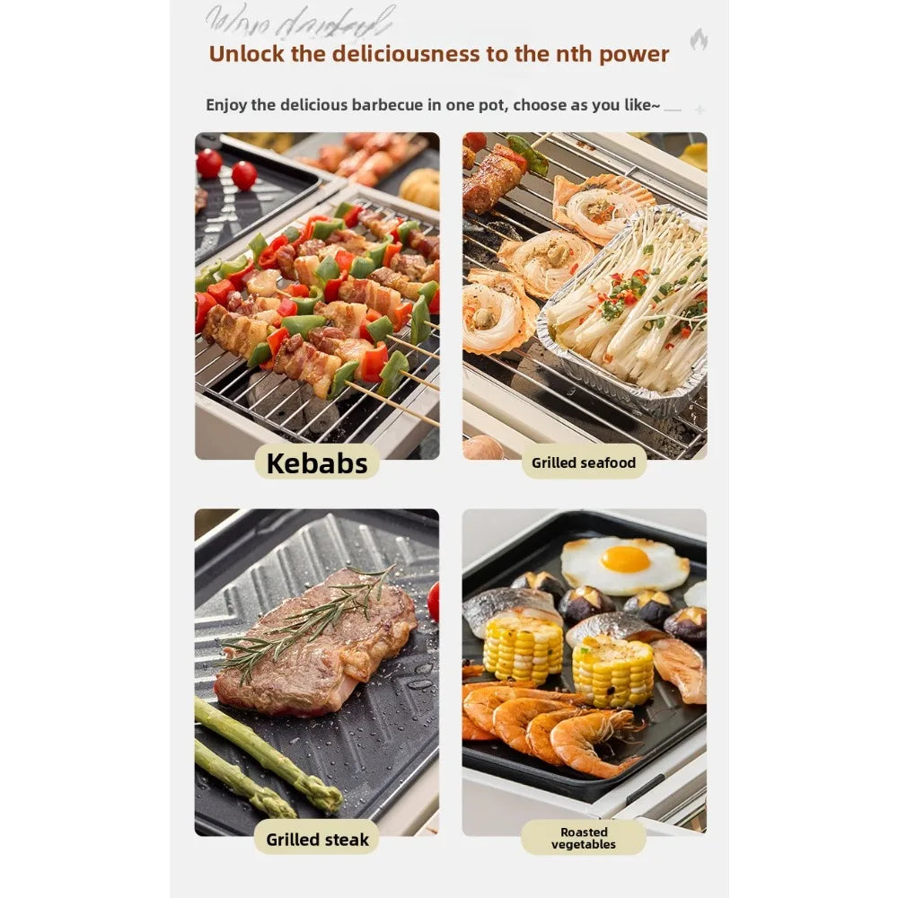 Rookloze 2-in-1 BBQ Grill – Draagbare Grill & Bakplaat voor Binnen en Buiten - 
Gratis verzending in Nederland