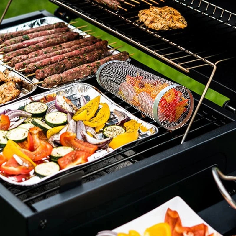 Roterende BBQ Grillmand – RVS Grilling Basket (1–4 stuks) - 
Gratis verzending in Nederland