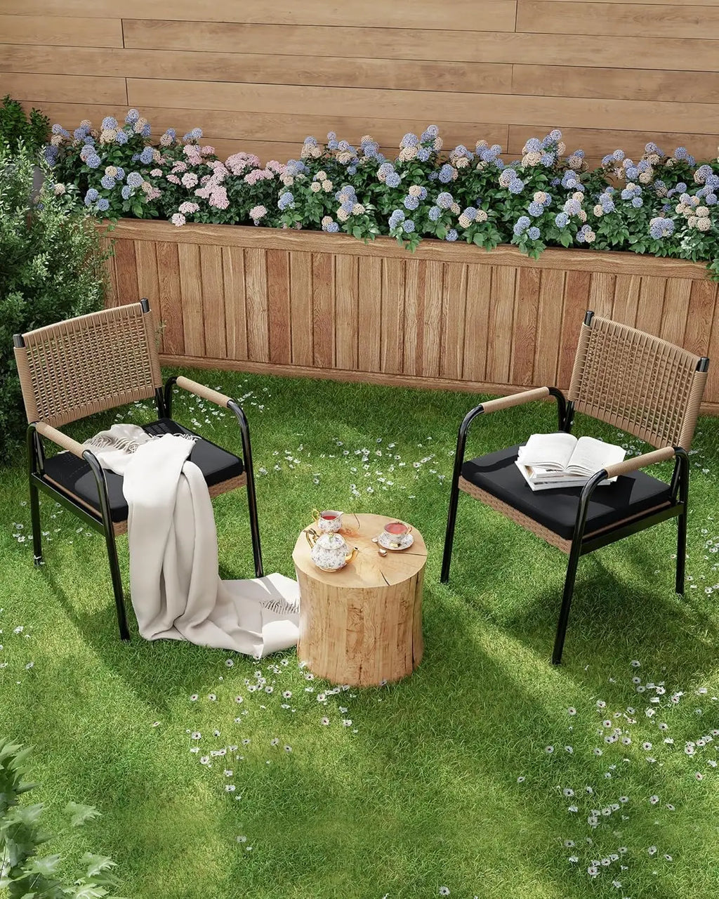 2-delige Rattan Tuinstoelen Set – Weerbestendige Balkon Stoelen met Metalen Frame (52,5 × 58 × 84 cm) - 
Gratis verzending in Nederland