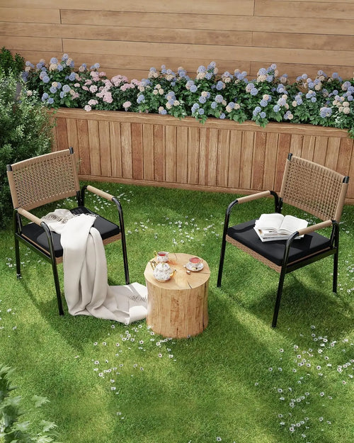 2-delige Rattan Tuinstoelen Set – Weerbestendige Balkon Stoelen met Metalen Frame (52,5 × 58 × 84 cm) - 
Gratis verzending in Nederland