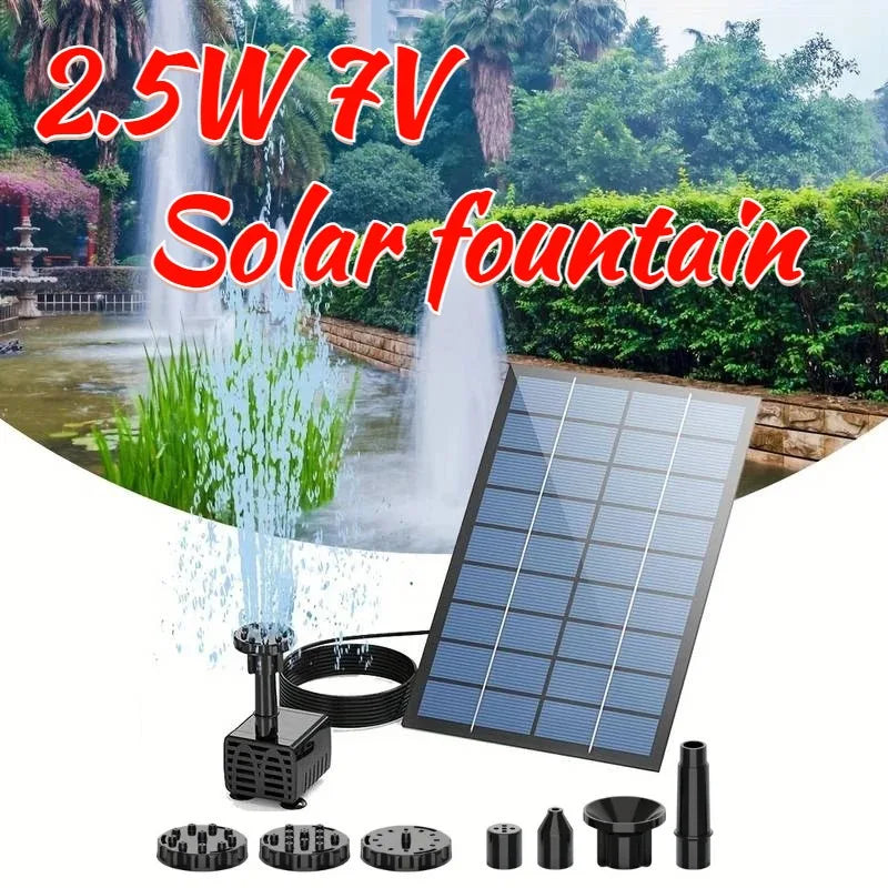 2,5W Zonnefontein met Gescheiden Paneel – Tuinfontein Set met 6 Sproeikoppen en 4 Voet Slang - 
Gratis verzending in Nederland