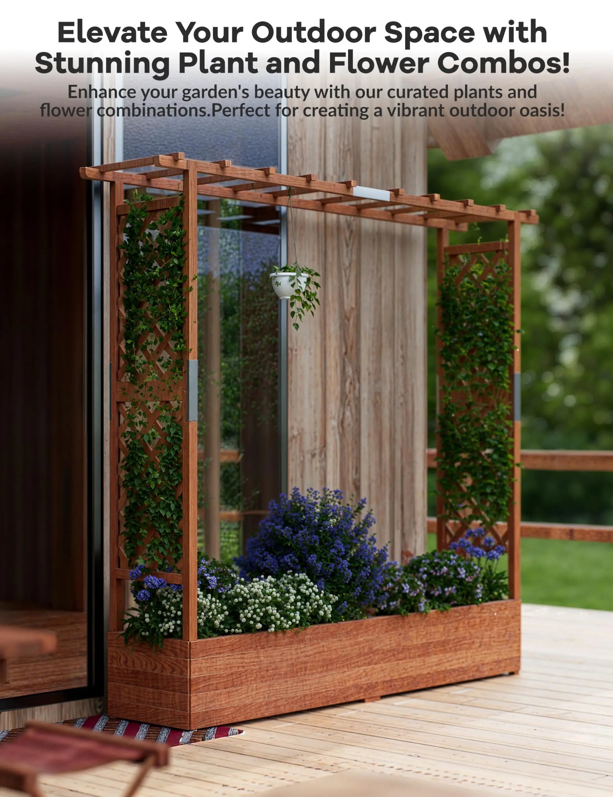 Houten Verhoogde Plantenbak met Klimrek