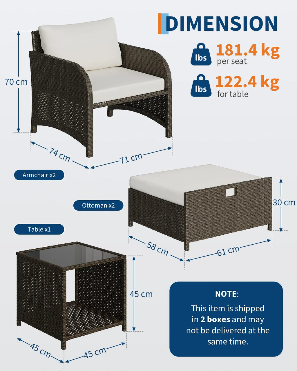 5-delige Rattan Tuinmeubelset - 
Gratis verzending in Nederland