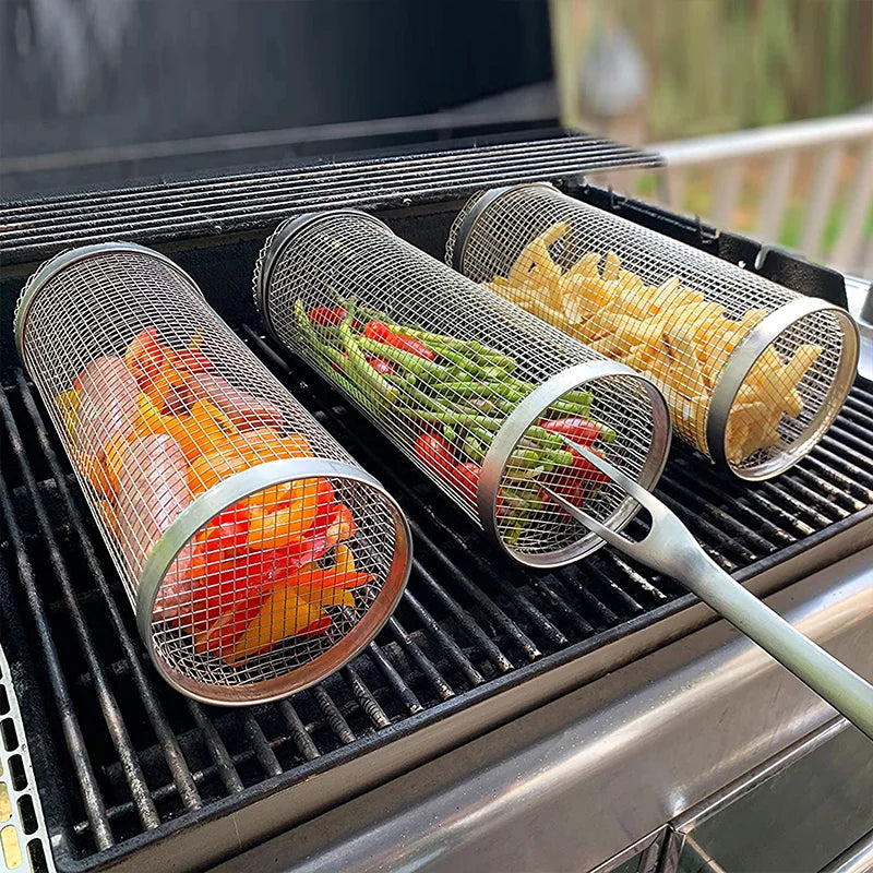 Roterende BBQ Grillmand – RVS Grilling Basket (1–4 stuks) - 
Gratis verzending in Nederland