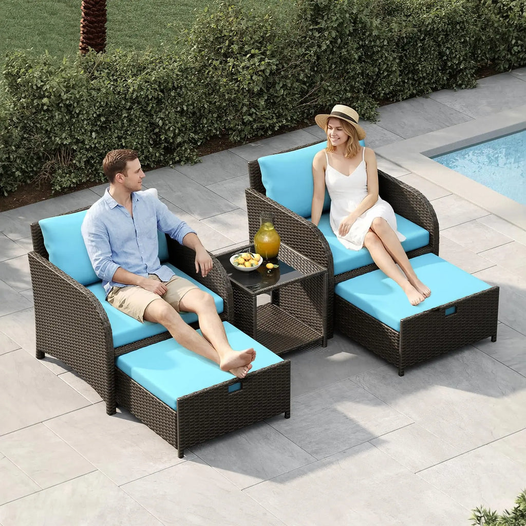 5-delige Rattan Tuinmeubelset - 
Gratis verzending in Nederland