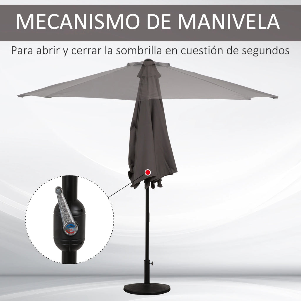Halfronde Tuinparasol met Zwengel – Buiten Parasol 269 × 138 × 236 cm