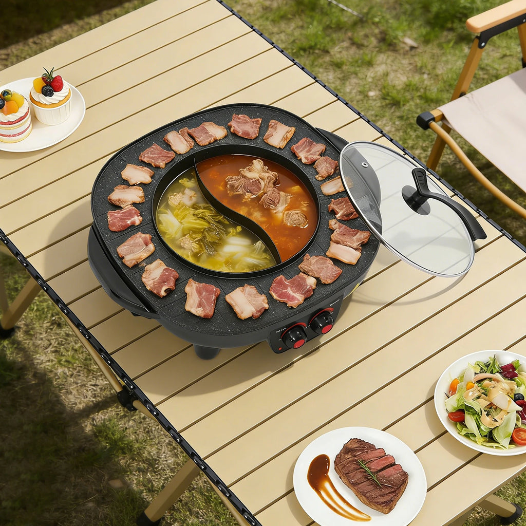 2000W Elektrische 2-in-1 Grill & Hotpot – Antiaanbak BBQ met Onafhankelijke Temperatuurregeling -
Gratis verzending in Nederland