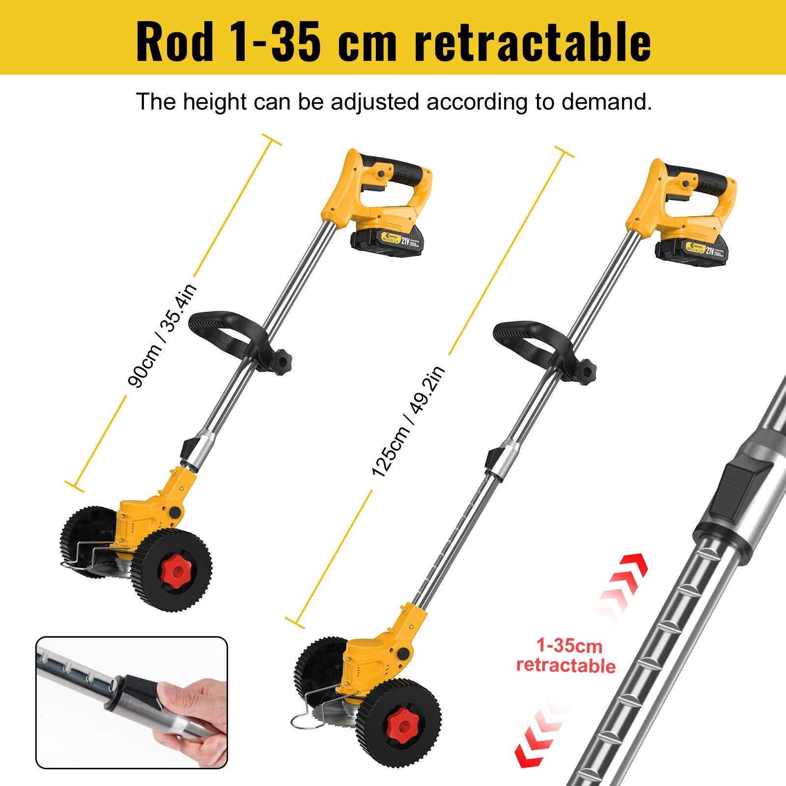 CONENTOOL 21V Accu Grastrimmer met Wielen - 
Gratis verzending in Nederland