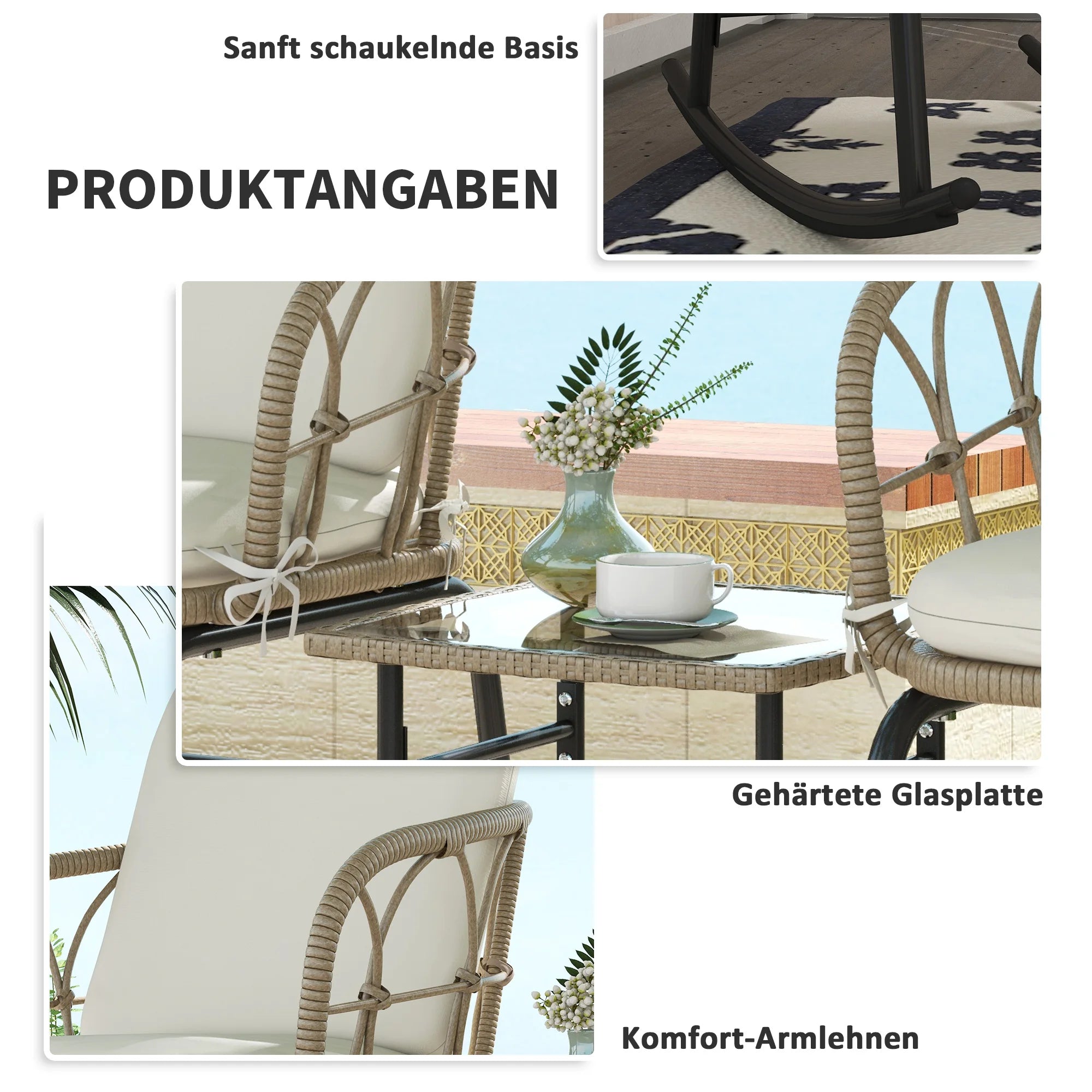 Rattan 2 Stoelen & Tafel met Kussens -
Gratis verzending in Nederland