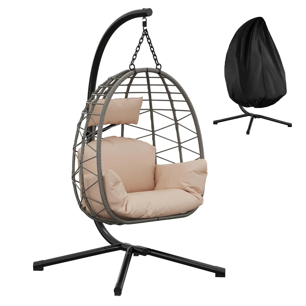 Hangende Egg Chair met Verstelbare Hoogte – Schommelstoel met Metalen Frame voor Binnen en Buiten - 
Gratis verzending in Nederland