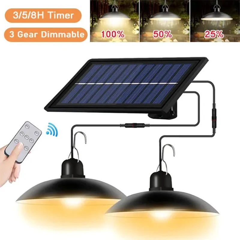 Solar Hanglamp Buiten – Waterdichte Dubbele LED Lamp op Zonne-energie - 
Gratis verzending in Nederland