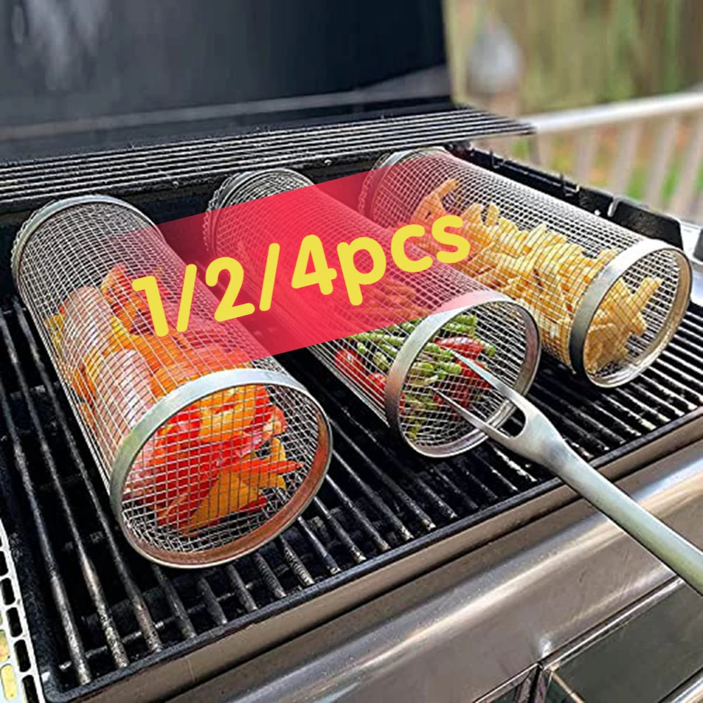 Roterende BBQ Grillmand – RVS Grilling Basket (1–4 stuks) - 
Gratis verzending in Nederland