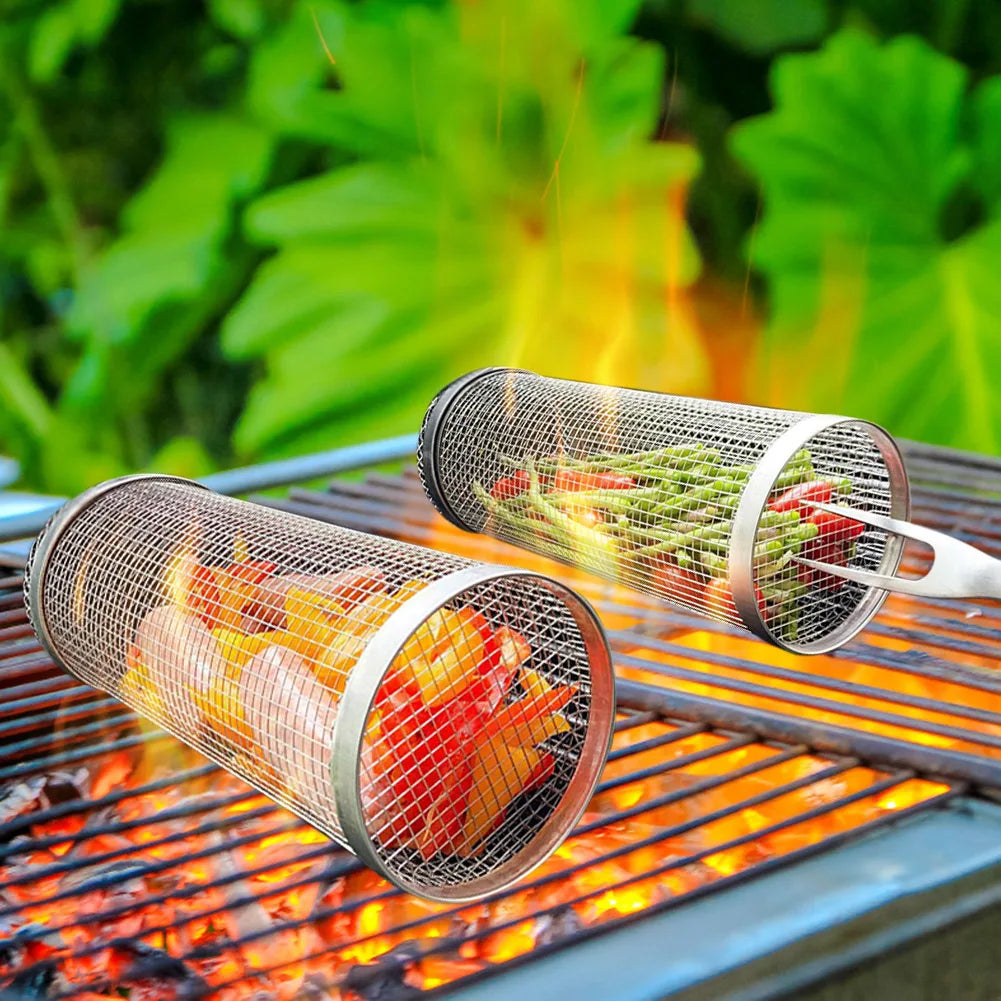 Roterende BBQ Grillmand – RVS Grilling Basket (1–4 stuks) - 
Gratis verzending in Nederland