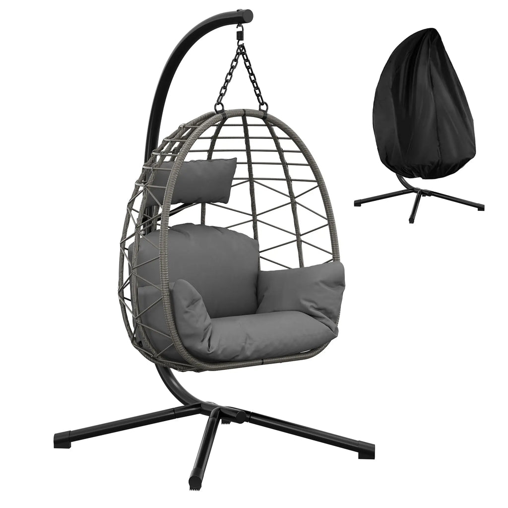 Hangende Egg Chair met Verstelbare Hoogte – Schommelstoel met Metalen Frame voor Binnen en Buiten - 
Gratis verzending in Nederland
