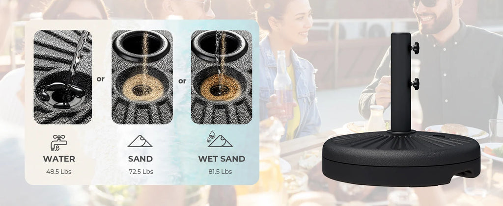 22L Parasolvoet – Vulbare Patio Umbrella Stand voor Buitenparasols - 
Gratis verzending in Nederland