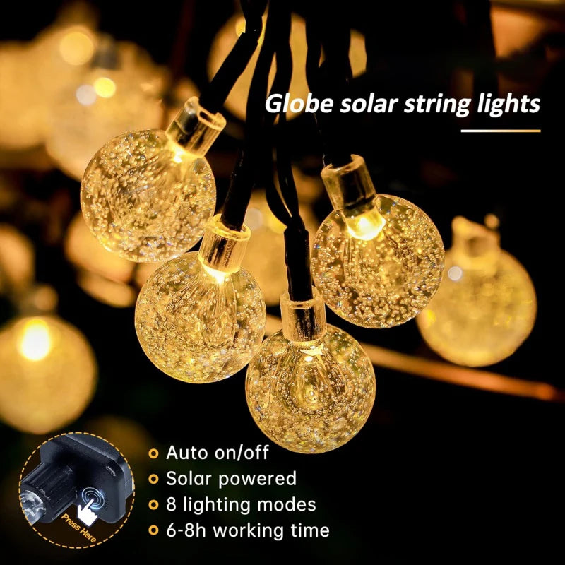Solar Globe Lichtketting – Waterdichte LED Sfeerverlichting met 8 Modi, 4 Kleuren - 
Gratis verzending in Nederland