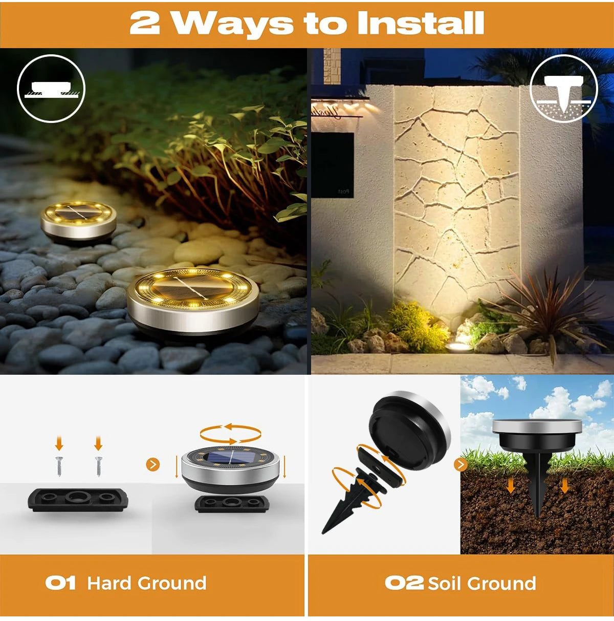 Set van 4 stuks. Solar grondlampen IP65 waterdicht  - Gratis verzending in Nederland