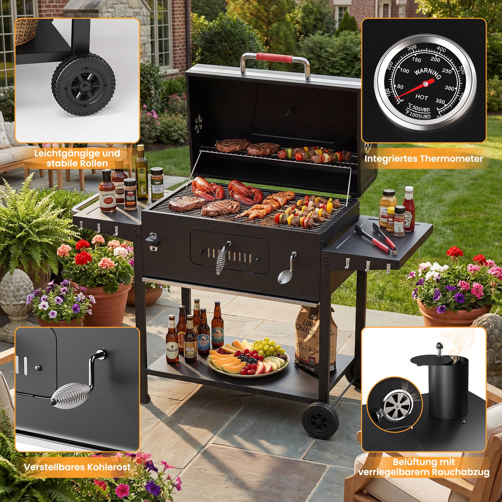 Devoko Houtskool BBQ Grill met Trolley – 71 × 42,5 cm Tuinbarbecue - 
Gratis verzending in Nederland