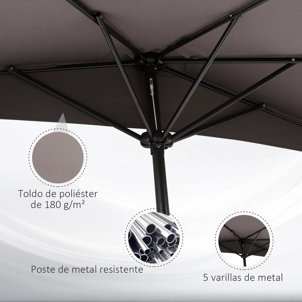 Halfronde Tuinparasol met Zwengel – Buiten Parasol 269 × 138 × 236 cm