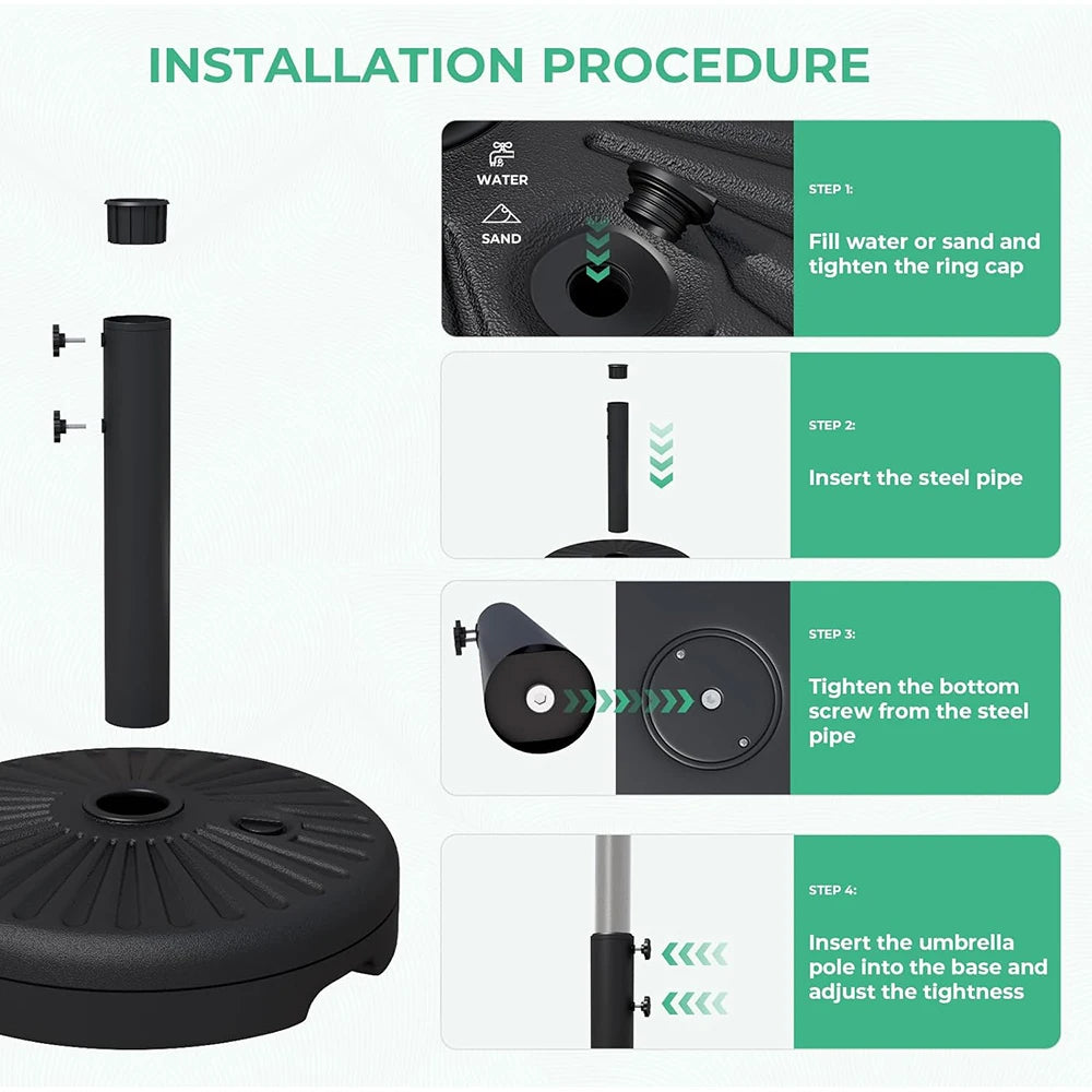 22L Parasolvoet – Vulbare Patio Umbrella Stand voor Buitenparasols - 
Gratis verzending in Nederland