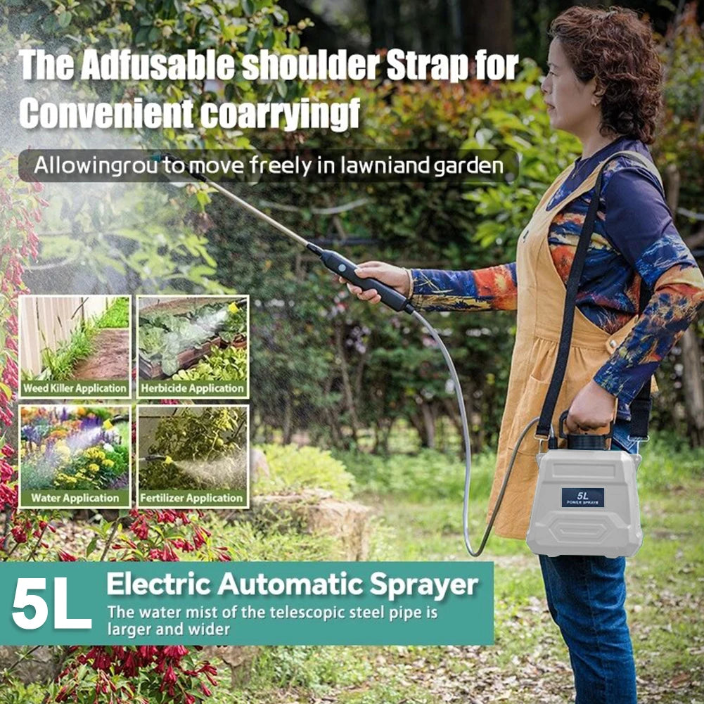 5L Shoulder Pesticide Electric Sprayer Plant Mister Automatic Garden Water Sprayer Bottle USB Rechargeable Agricultural Sprayer