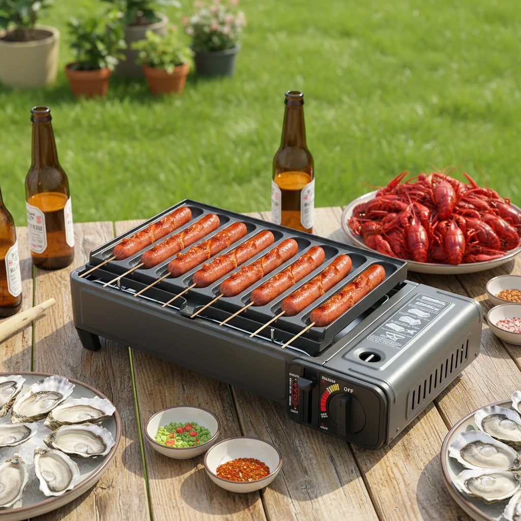 Tafelmodel Gas BBQ – 42 × 26 × 11 cm Draagbare en Demonteerbare Gasbarbecue - 
Gratis verzending in Nederland