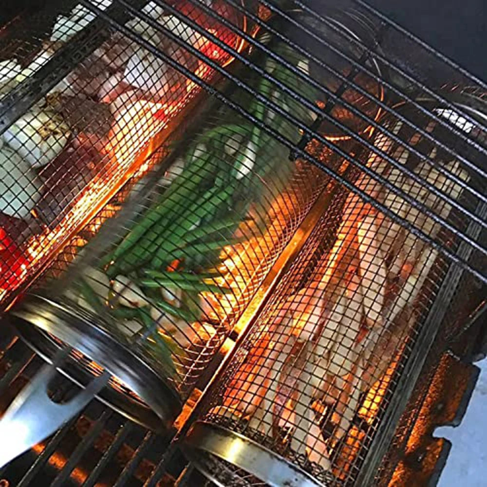 Roterende BBQ Grillmand – RVS Grilling Basket (1–4 stuks) - 
Gratis verzending in Nederland