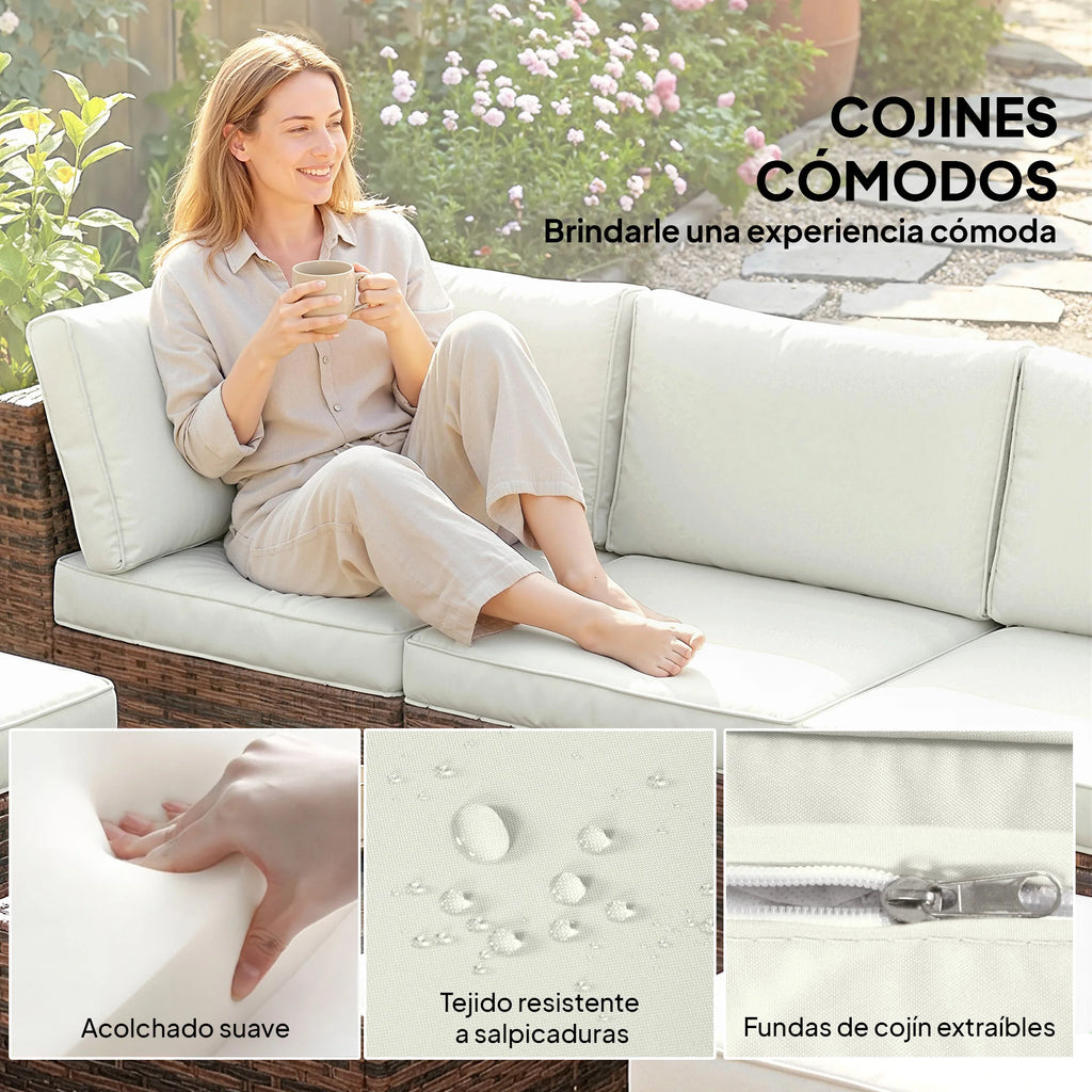 Rotan tuinset 6-delig met comfortabele kussens - Gratis verzending in Nederland