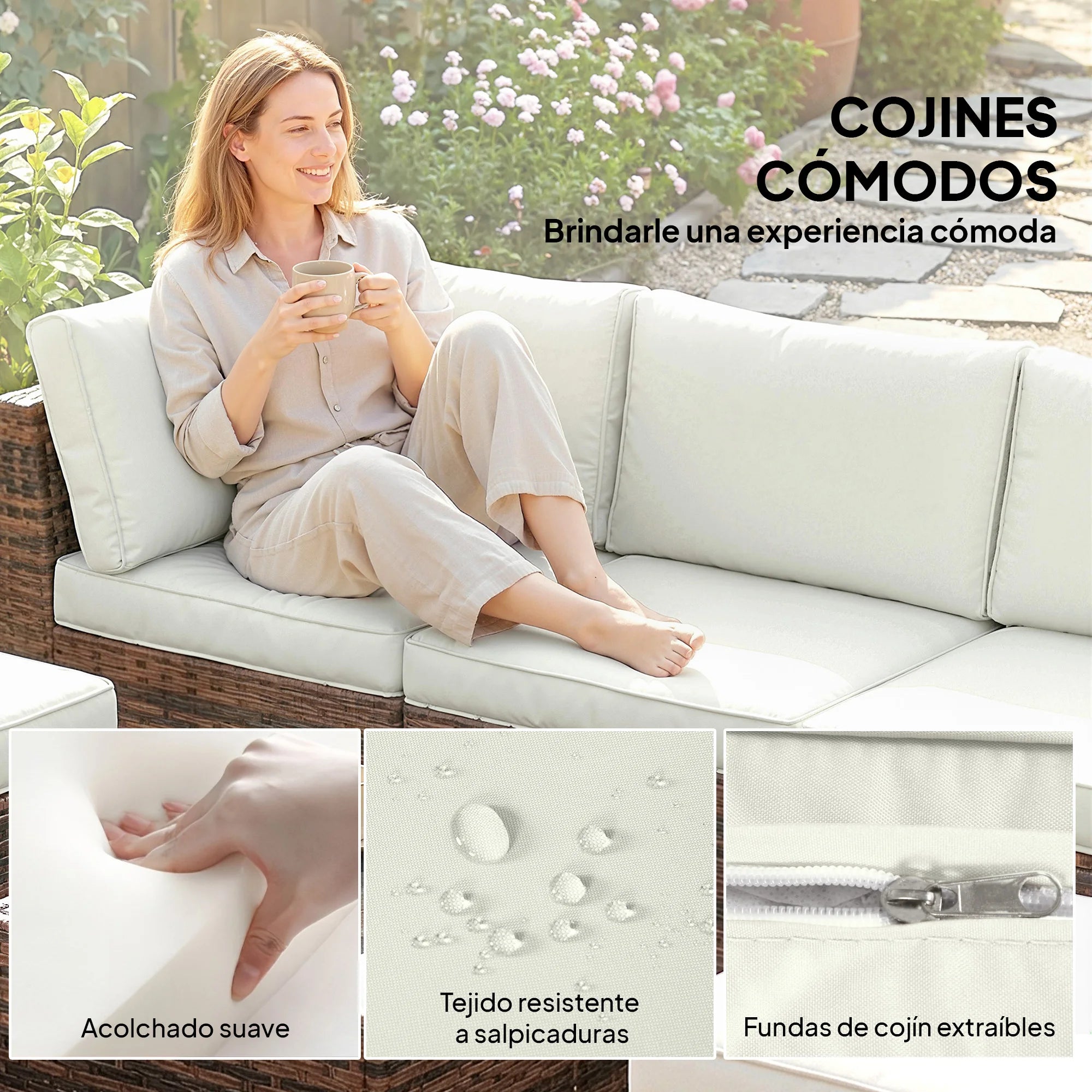Rotan tuinset 6-delig met comfortabele kussens - Gratis verzending in Nederland