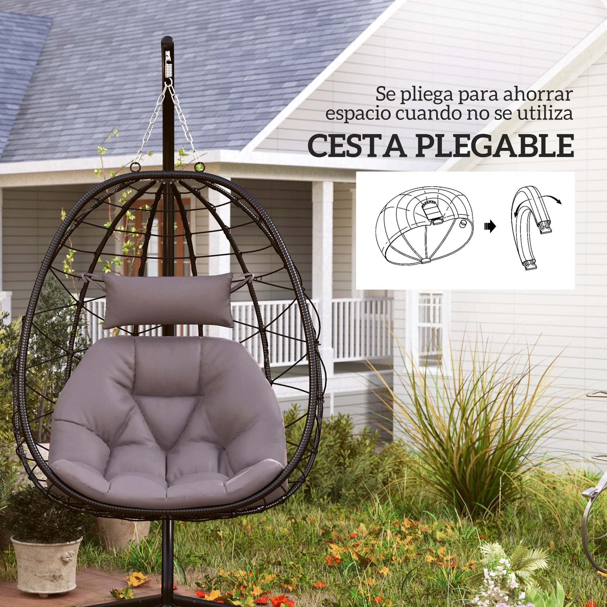 Outsunny Hangende Egg Chair met Standaard - 
Gratis verzending in Nederland