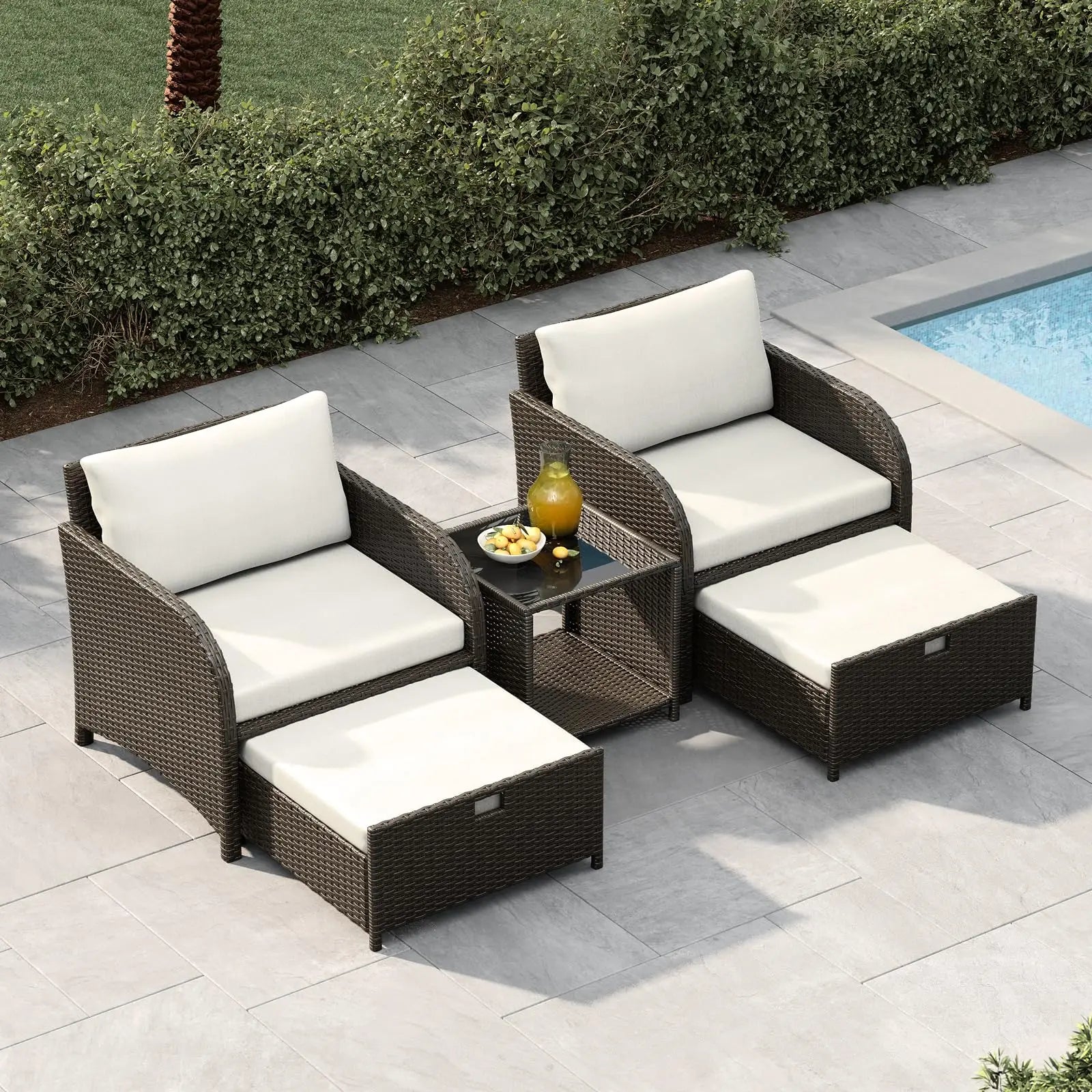 5-delige Rattan Tuinmeubelset - 
Gratis verzending in Nederland